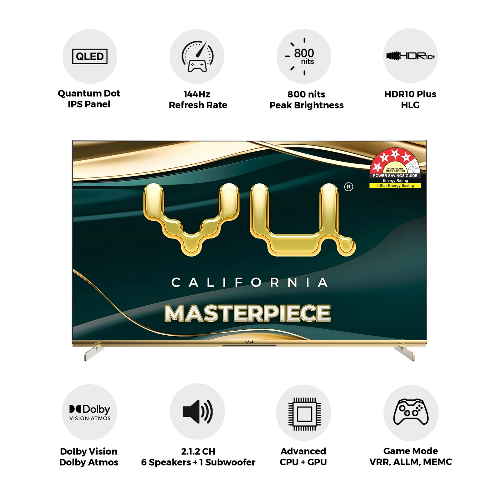 Vu Masterpiece Frame TV 55 Inch 4K QLED - Front View 2